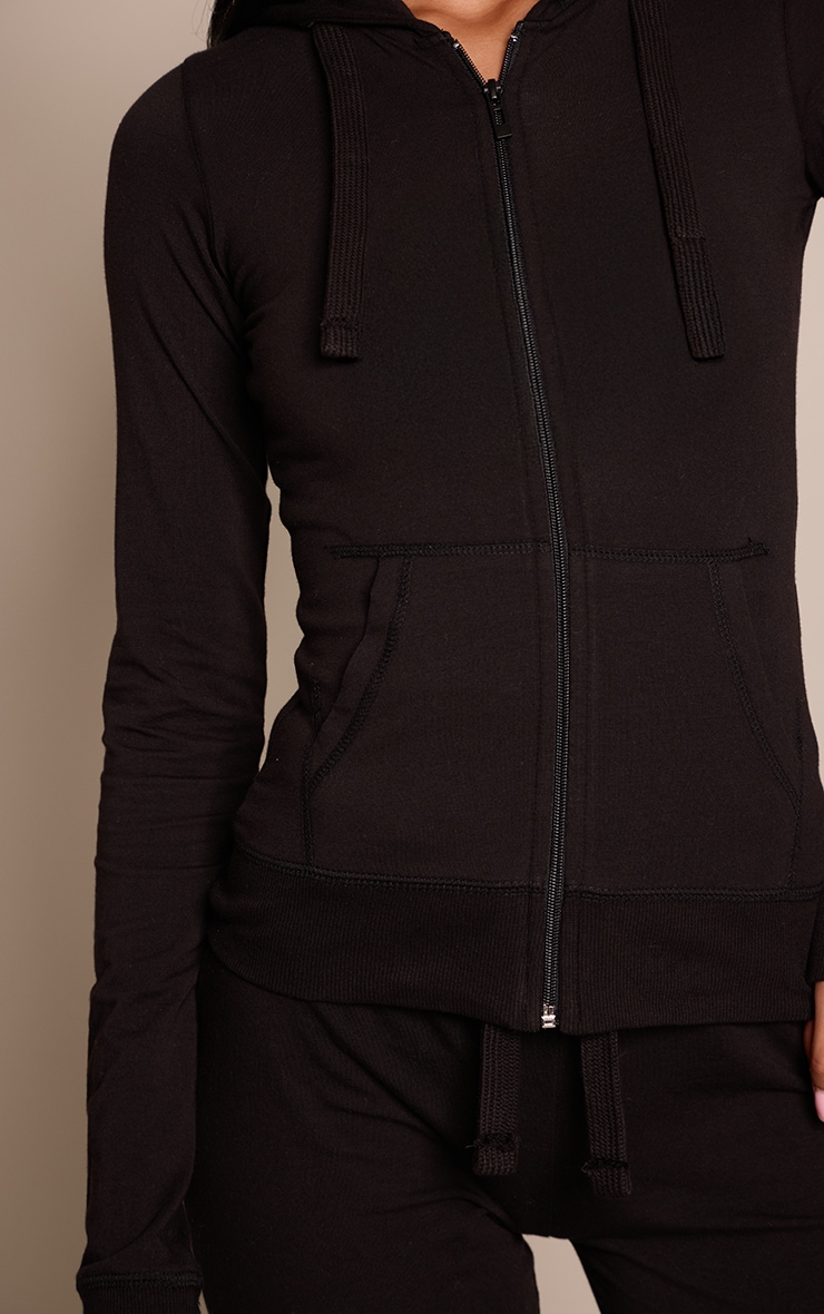 Tall Black Zip Up Fitted Track Jacket image 4