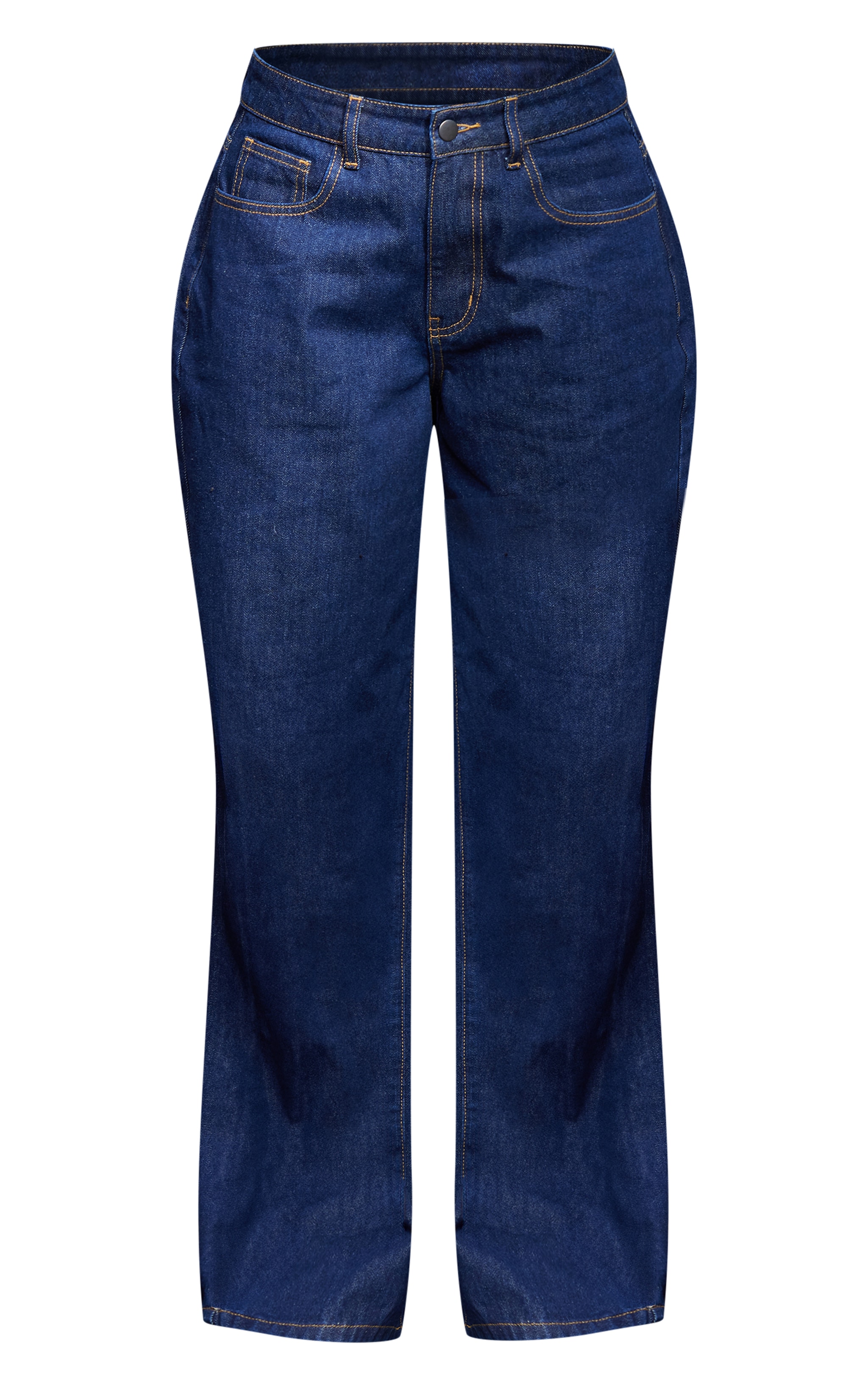 Jean large indigo à taille haute et coutures contrastantes image 5