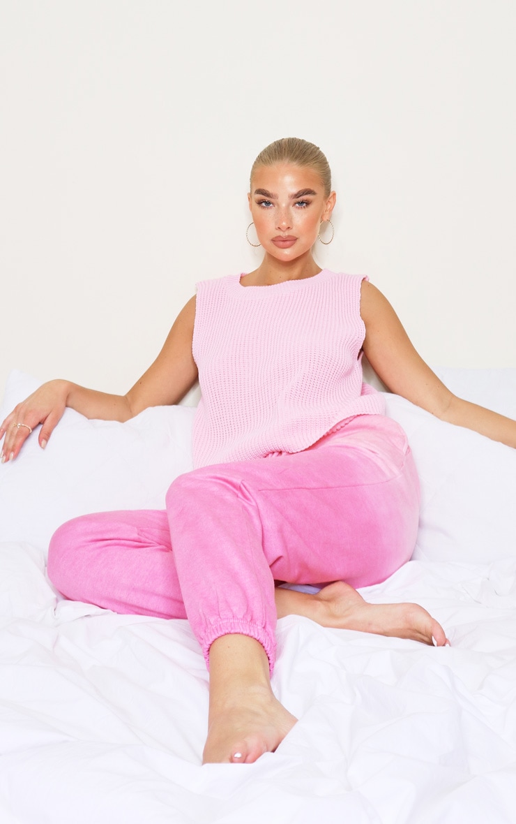 Pull sans manches rose tendre ample style débardeur