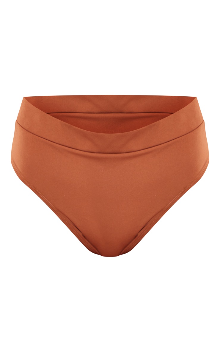Brown Elasticated Waist High Leg Bikini Bottoms PrettyLittleThing UAE