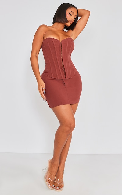 Shape Micro jupe tissée marron chocolat