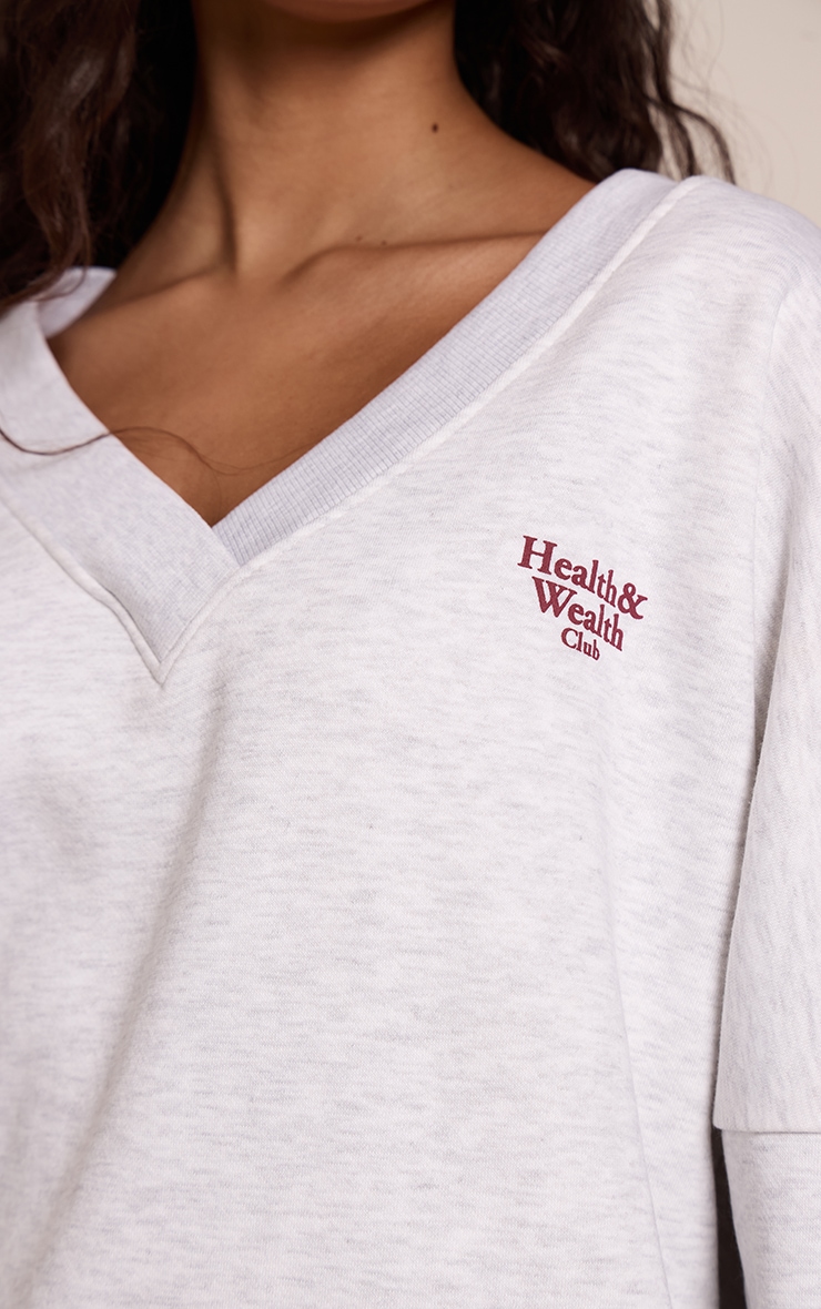 Ash Grey Health Club V Neck Sweatshirt image 4
