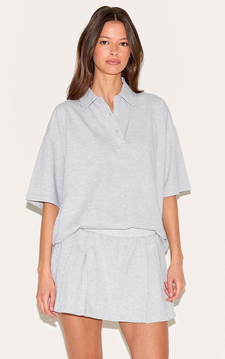 Ash Grey Oversized Collared T-shirt image 1