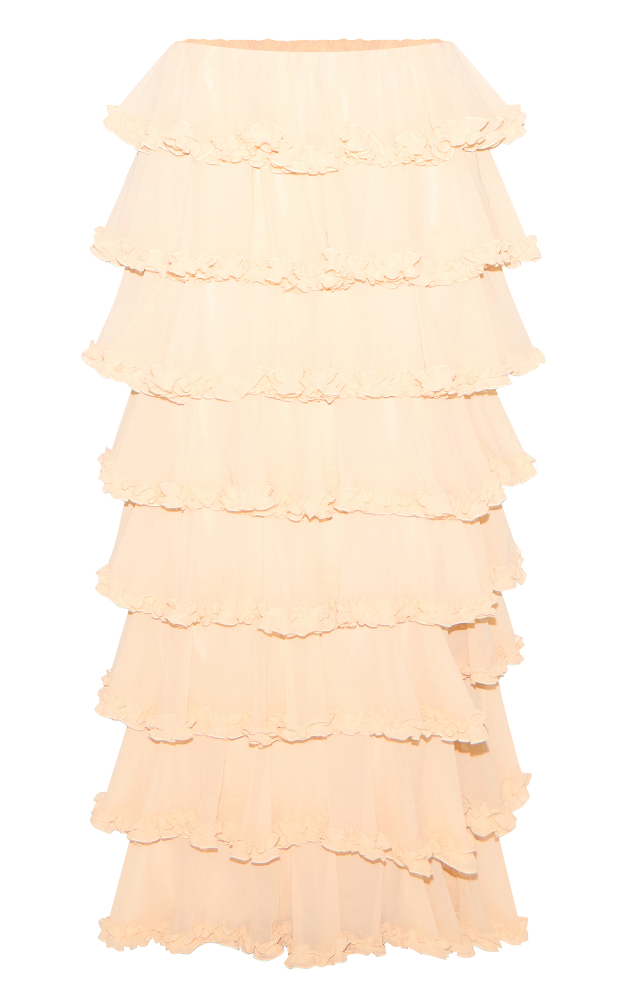 【メール便不可】 Maxi Frill Tiered Chiffon Cream Skirt Co-ords | スカート