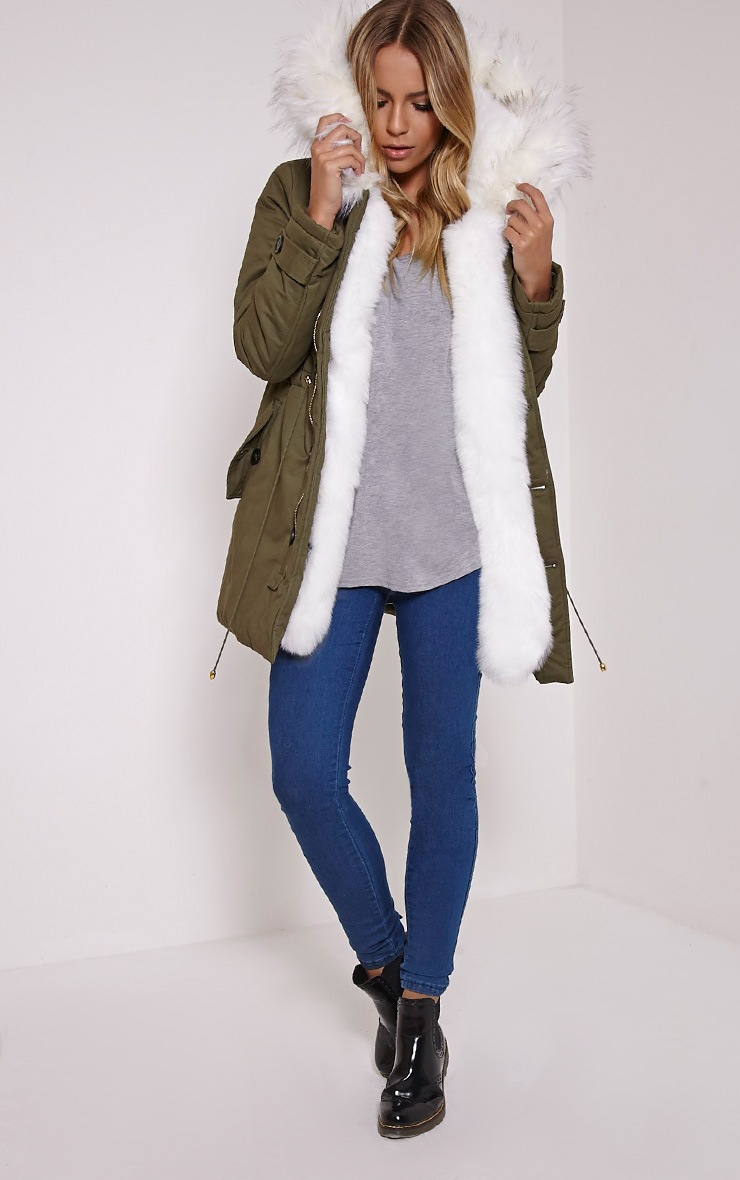 Jen Cream Faux Fur Lined Premium Parka Coat PrettyLittleThing