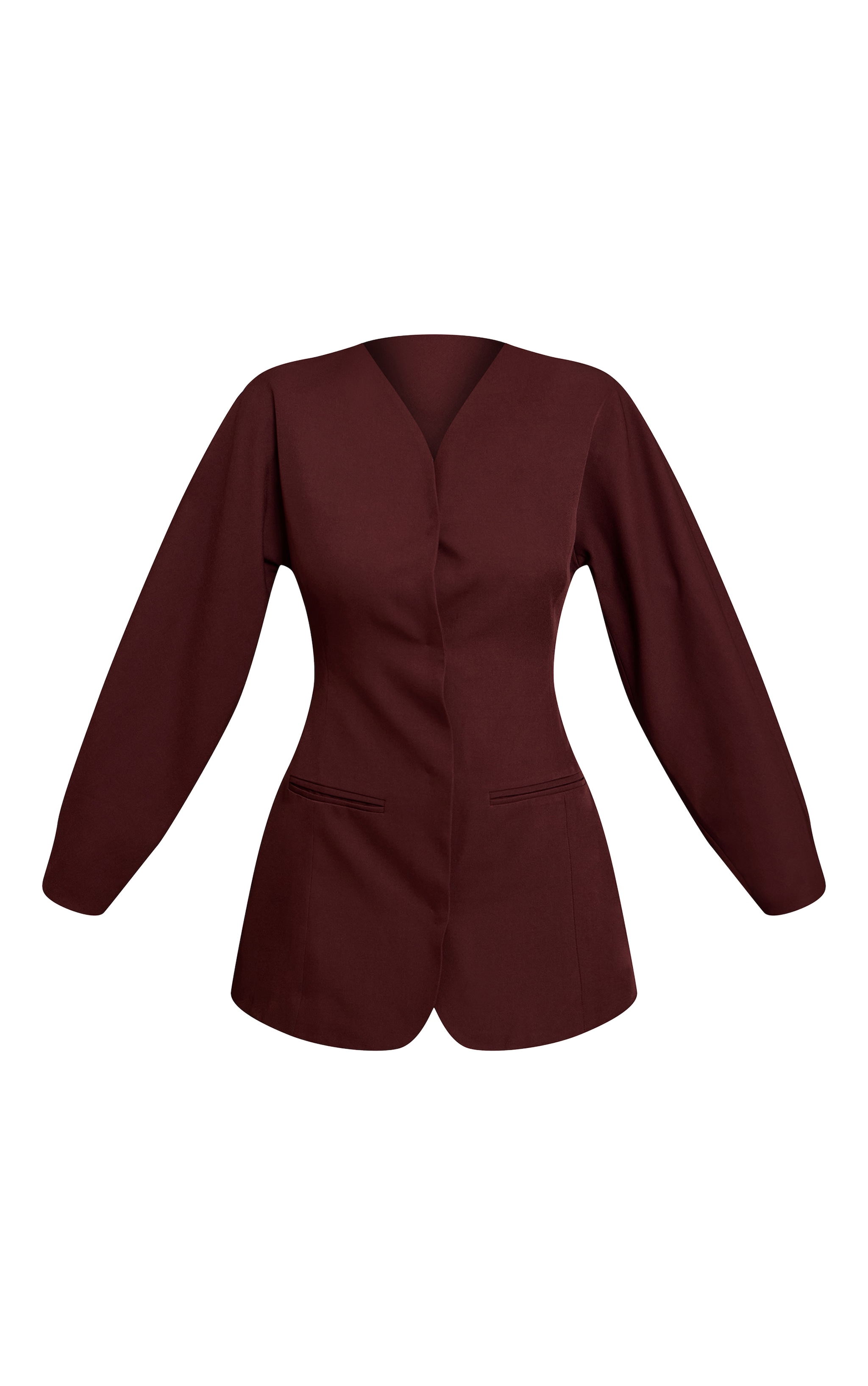 Robe blazer tissée prune sans col à manches bouffantes image 5