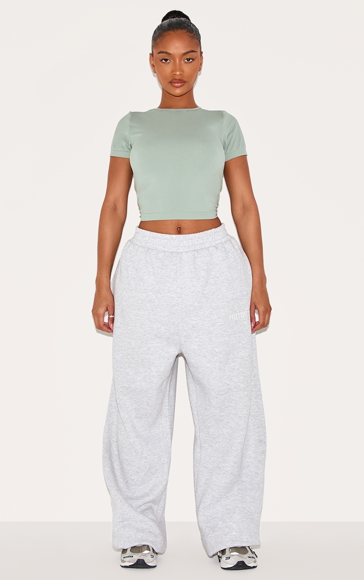 Shape Sage Green Stretch Seamless  Short Sleeve Longline Top image 3