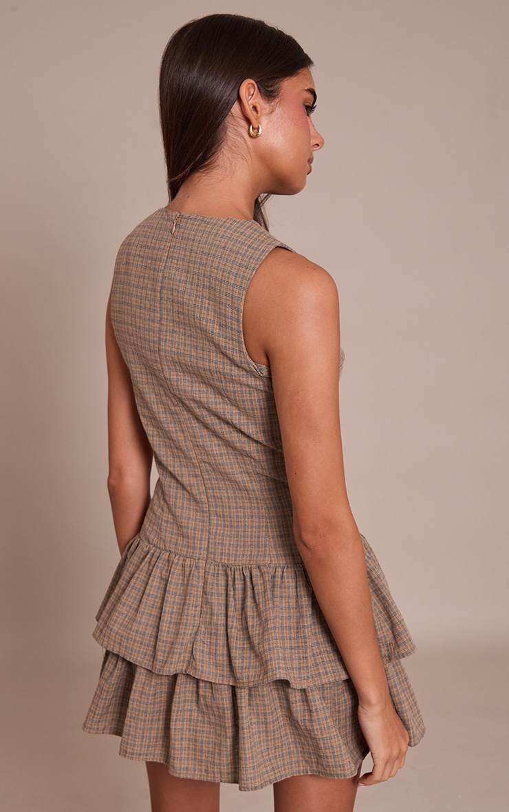 Sage Check Tiered Shift Dress image 2