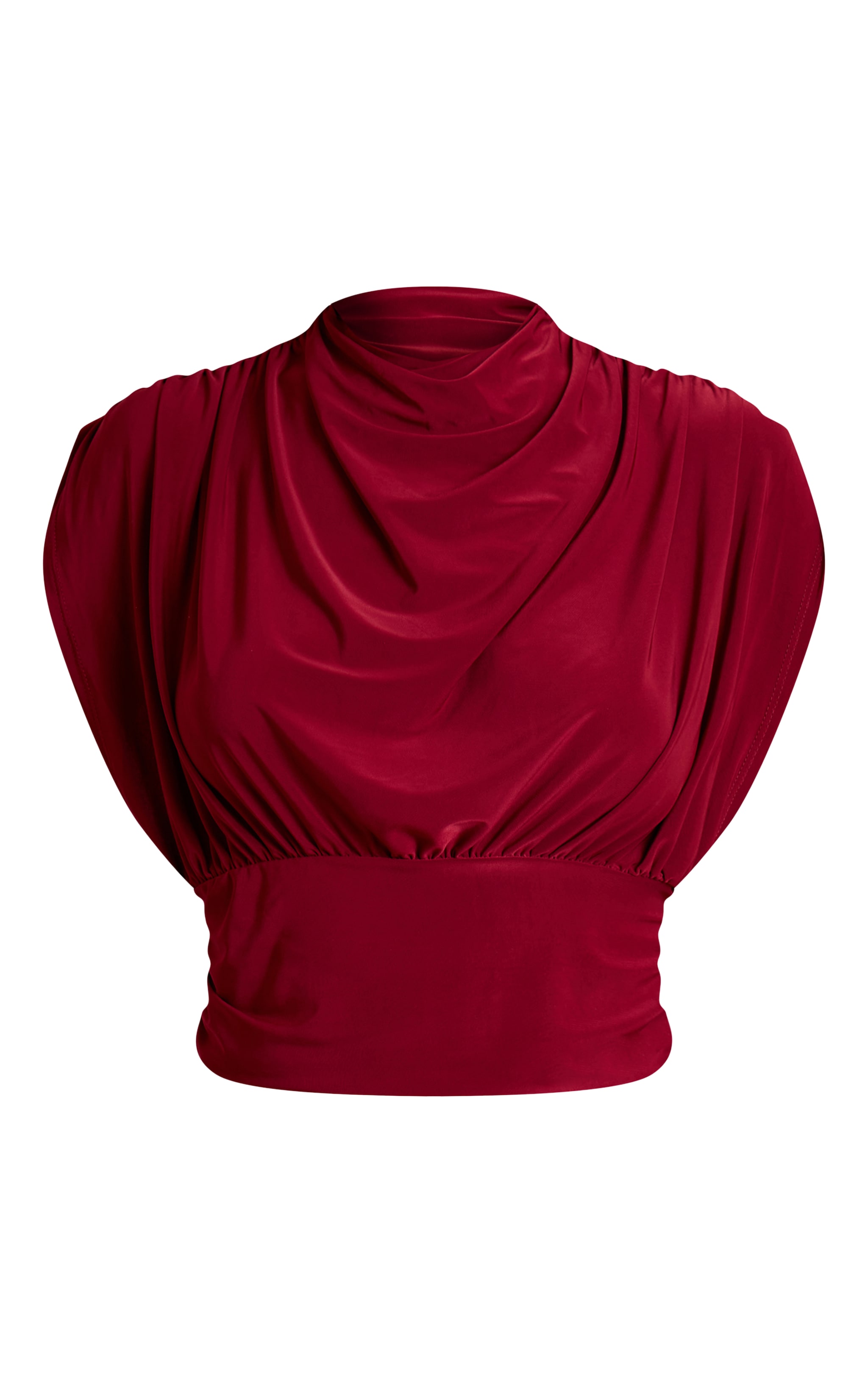 Cherry Red Slinky Draped Top