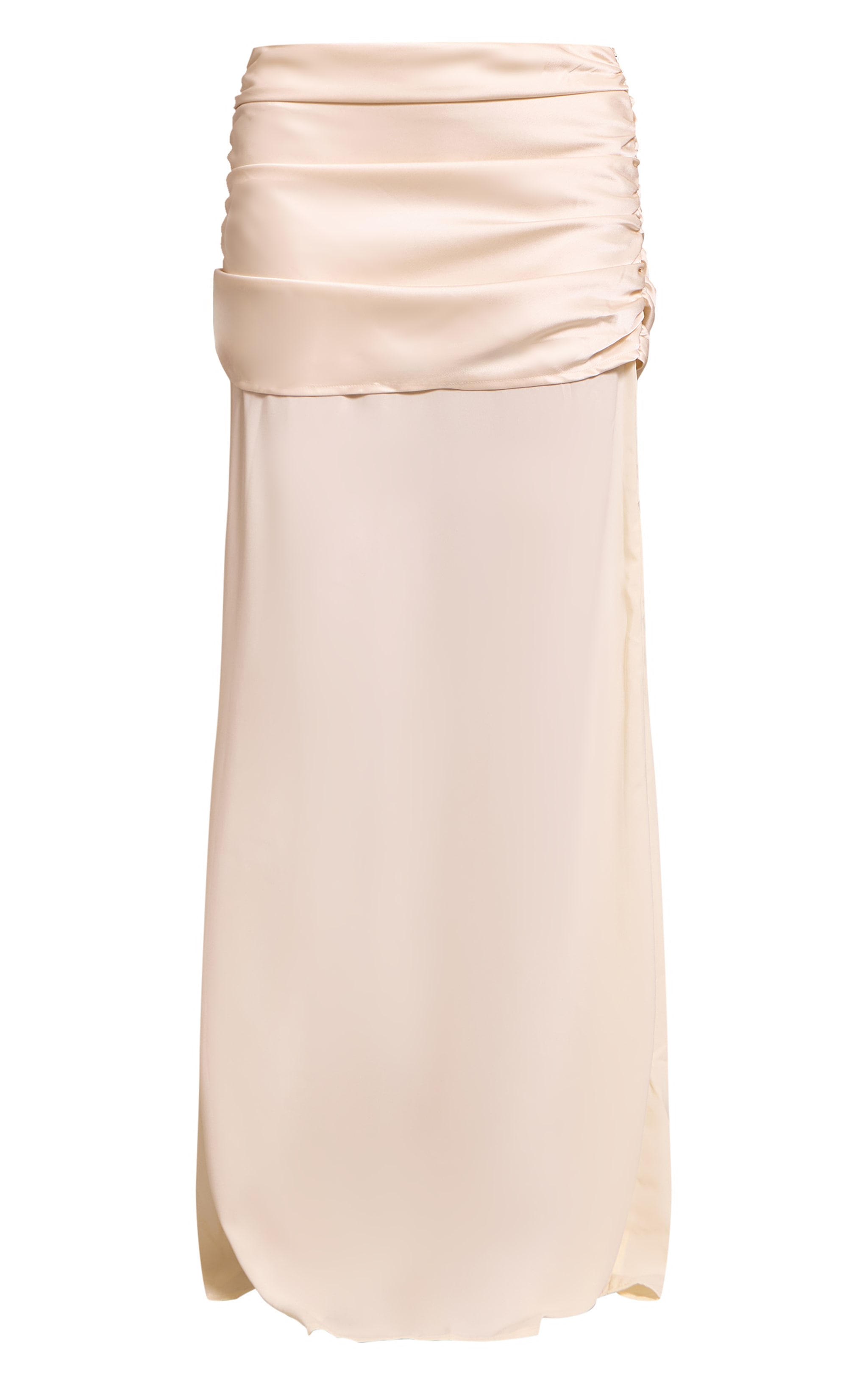 Cream Satin Overlay Chiffon Maxi Skirt image 5