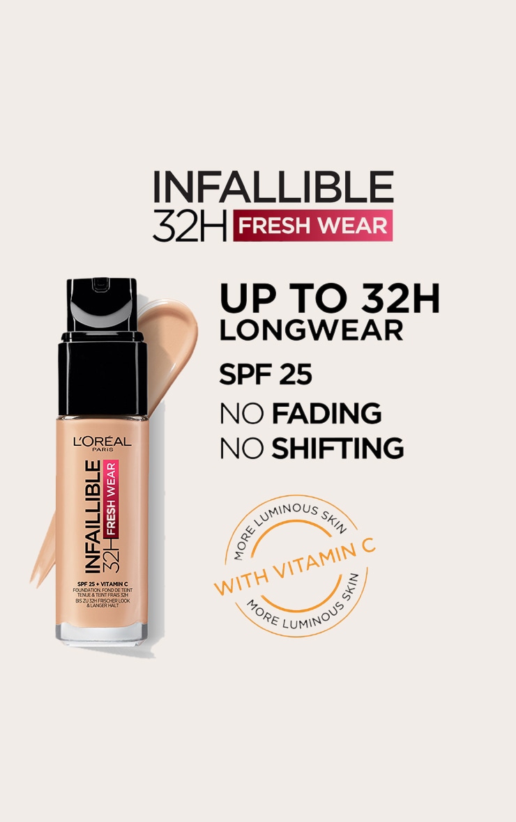 L'Oreal Paris Infallible 32H Fresh Wear Foundation 145 Rose Beige Vitamin C SPF 25 image 4