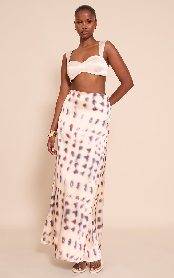 Stone Blurred Printed Satin Maxi Skirt image 4