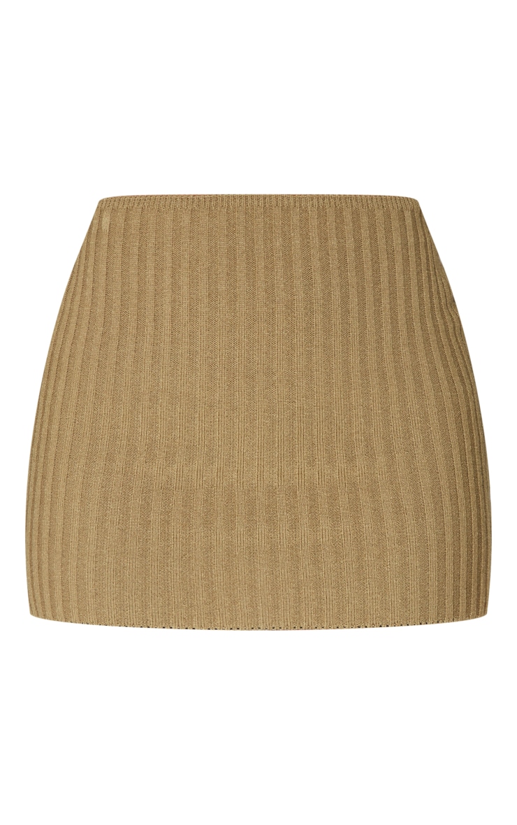 Light Khaki Soft Rib Knit Mini Skirt image 6