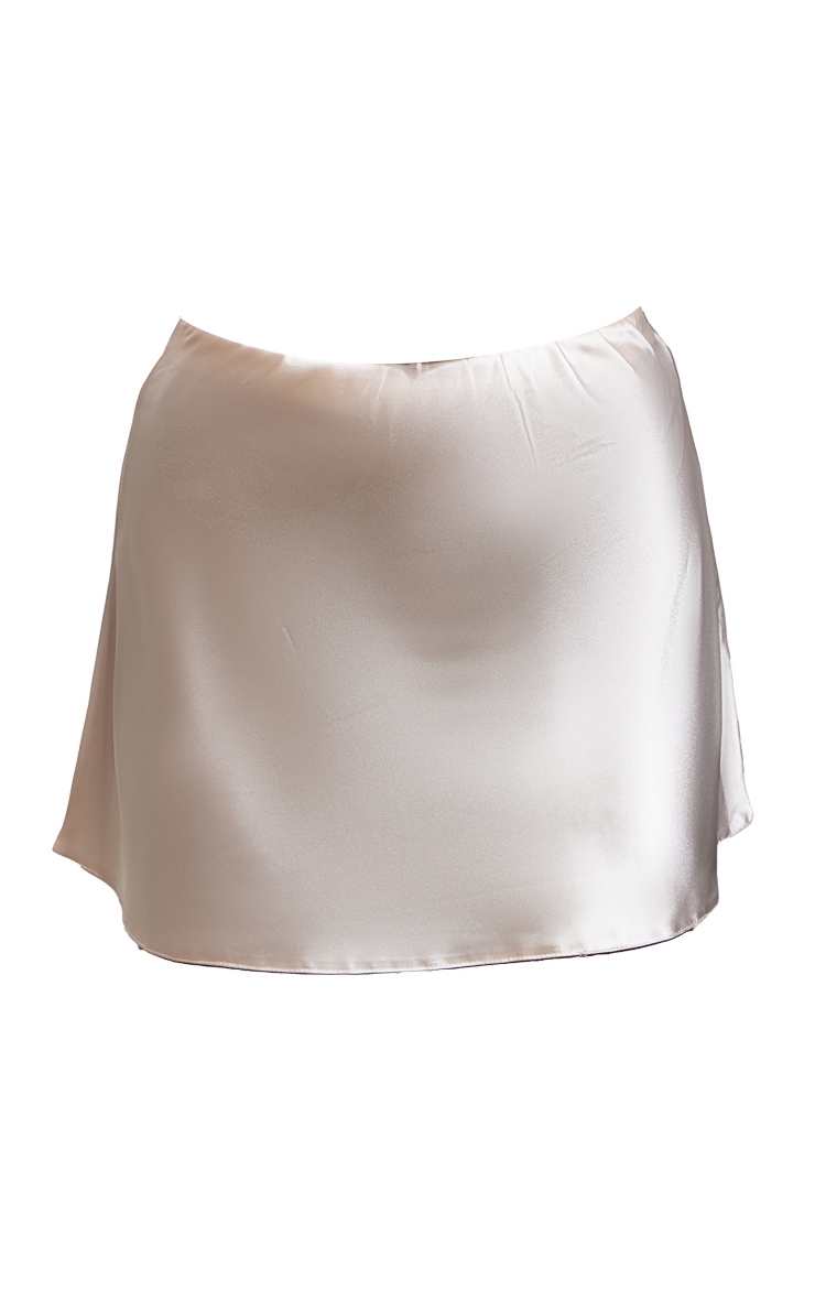 Champagne A Line Satin Mini Skirt image 6
