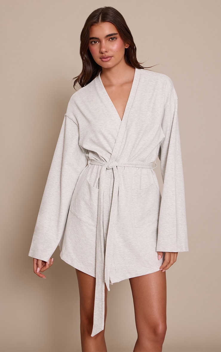 Ash Grey Soft Touch Short Dressing Gown image 1