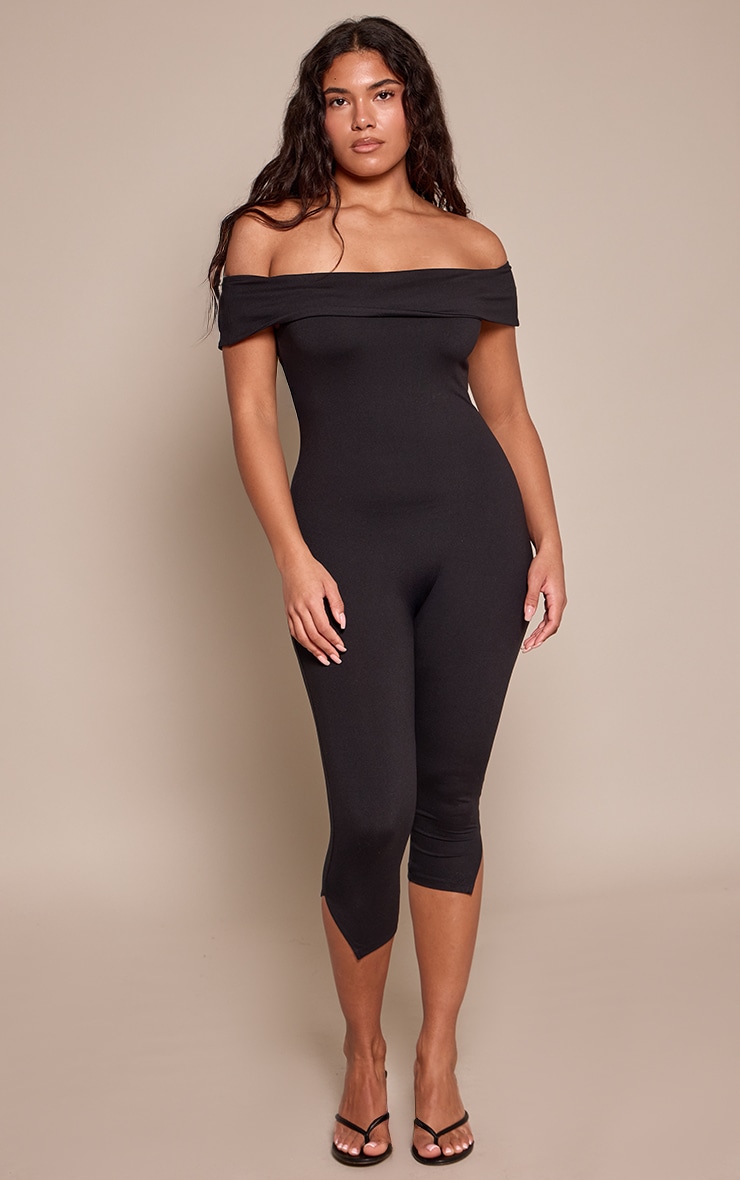 Shape Black Sculpt Foldover Bardot Capri Jumpsuit  image 1
