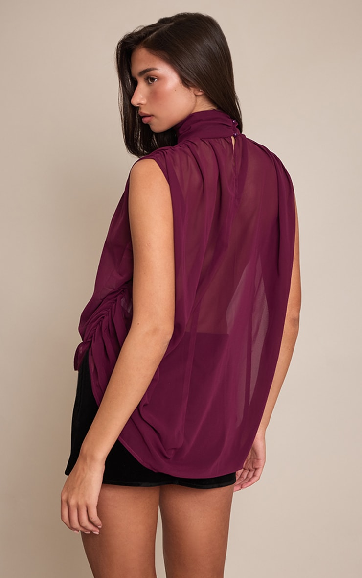 Plum Chiffon Extreme Plunge Top image 2