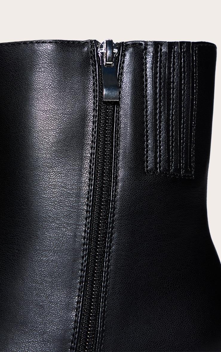 Black Square Toe Flared Block Heel Ankle Boots image 5