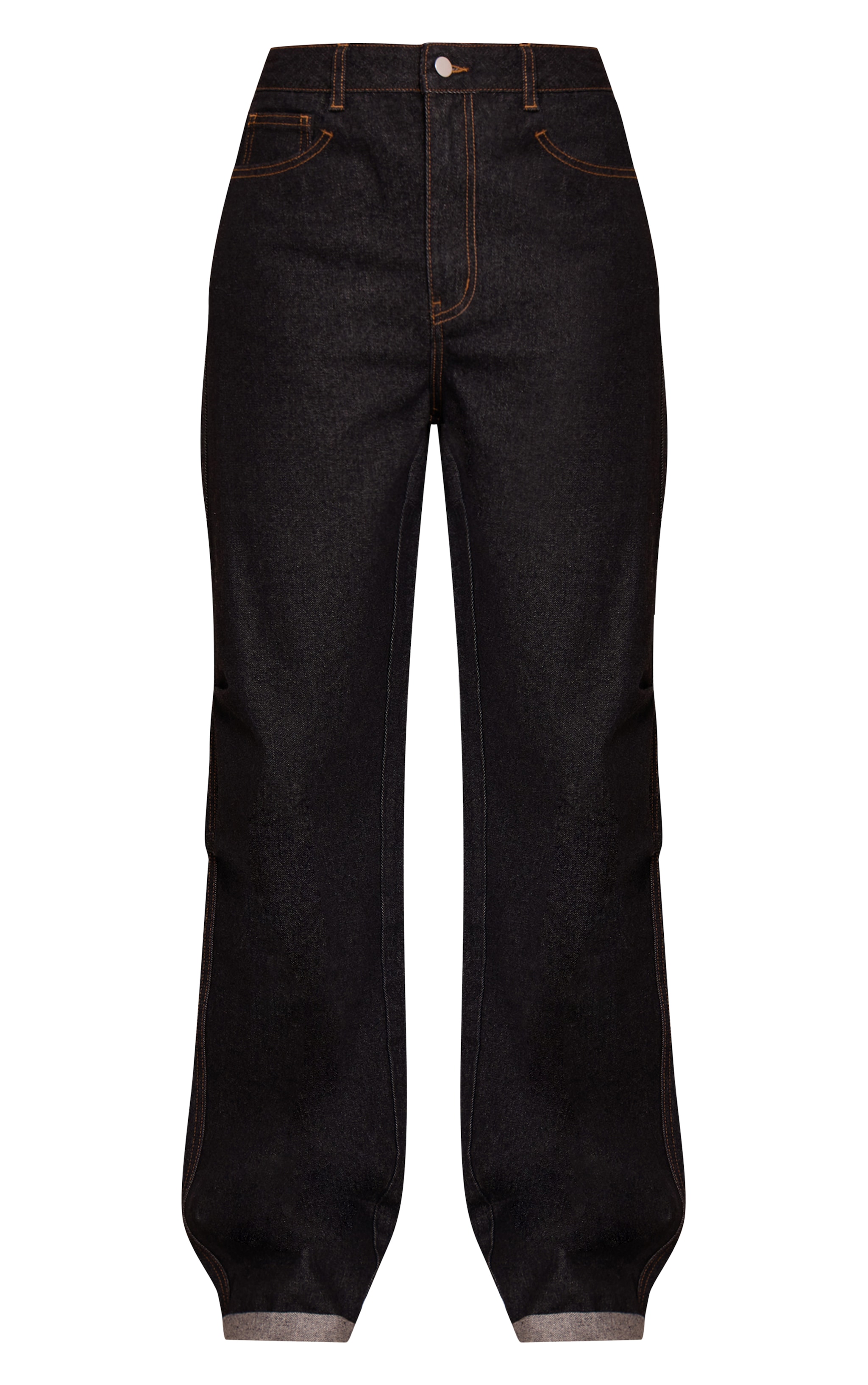 Tall Washed Black High Waist Turn Up Hem Barrel Style Jean image 5