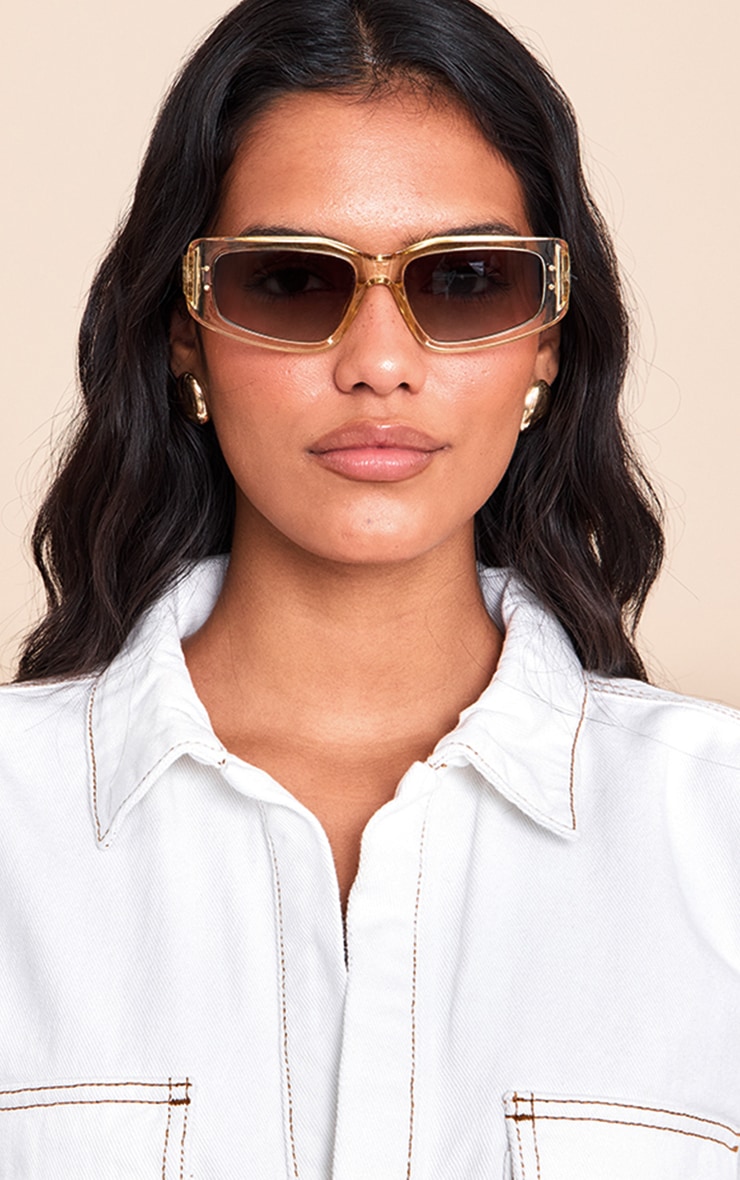 Lunettes de soleil carrées angulaires cristalisées jaune beurre image 1