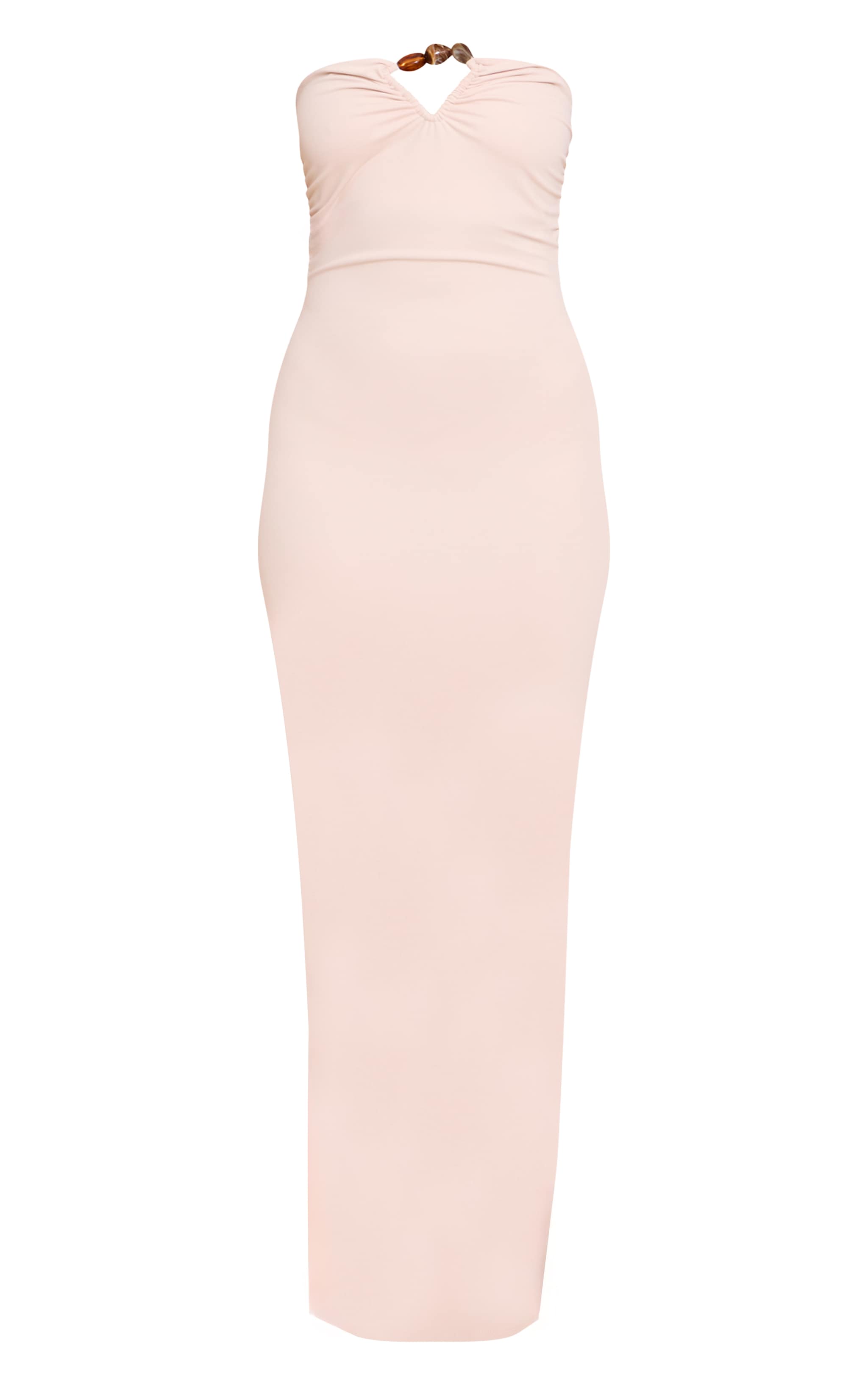 Cream Soft Touch Trim Detail Midaxi Dress image 5