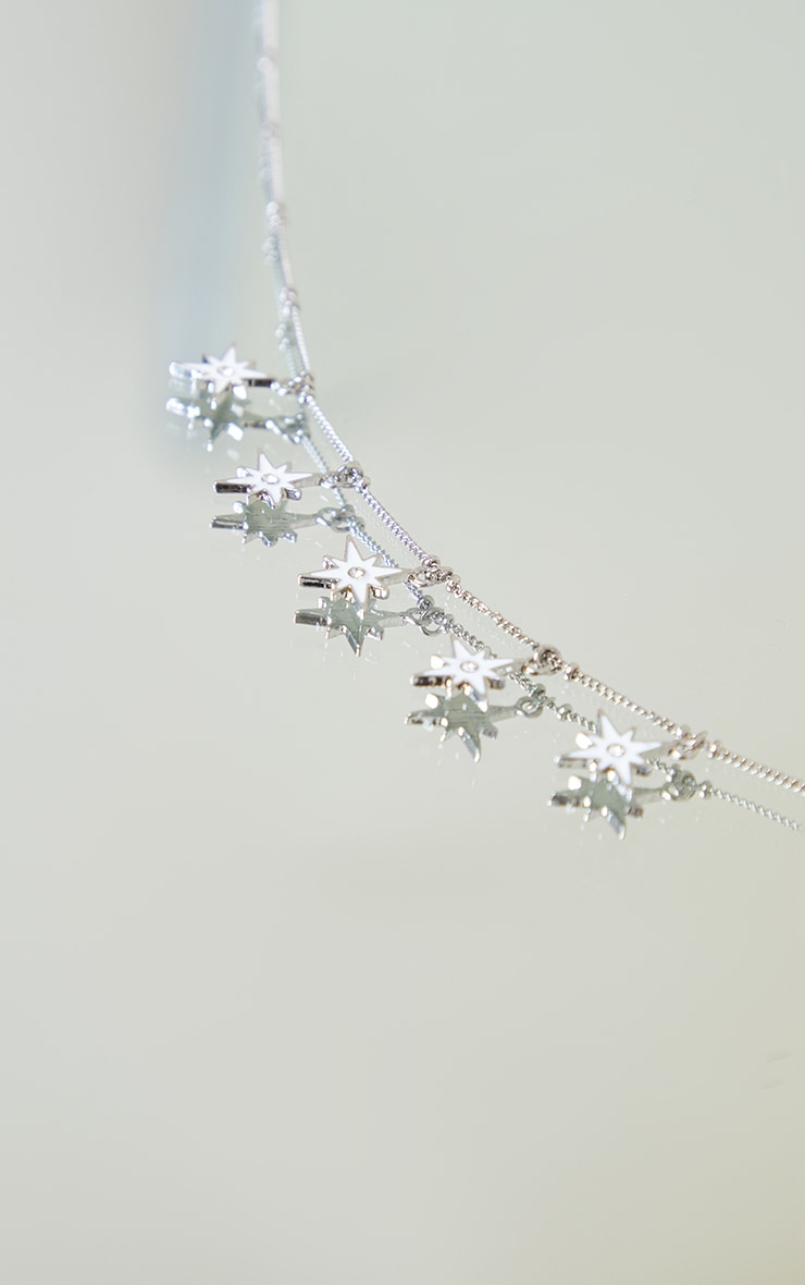 silver multi star necklace