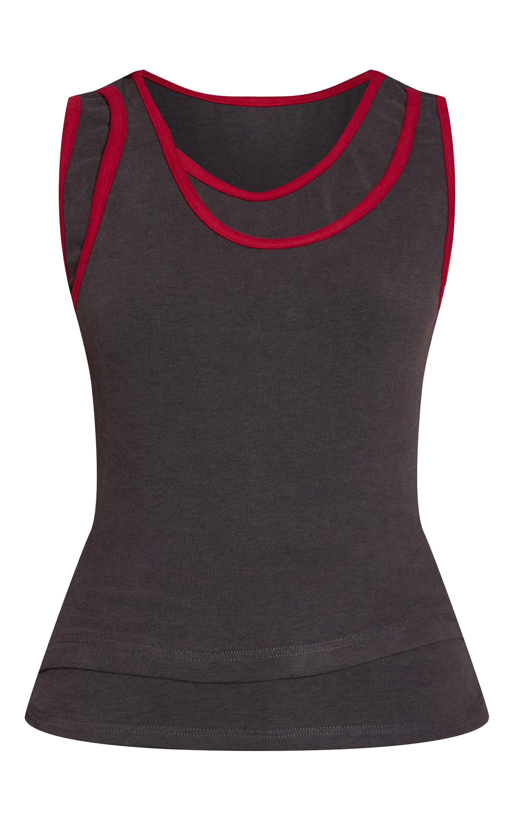 Charcoal Contrast Soft Stretch Vest Top  image 5