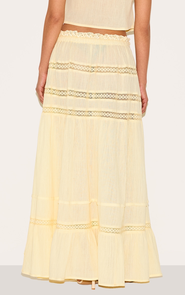 Petite Butter Cream Crinkle Broderie Tiered Maxi Skirt image 3