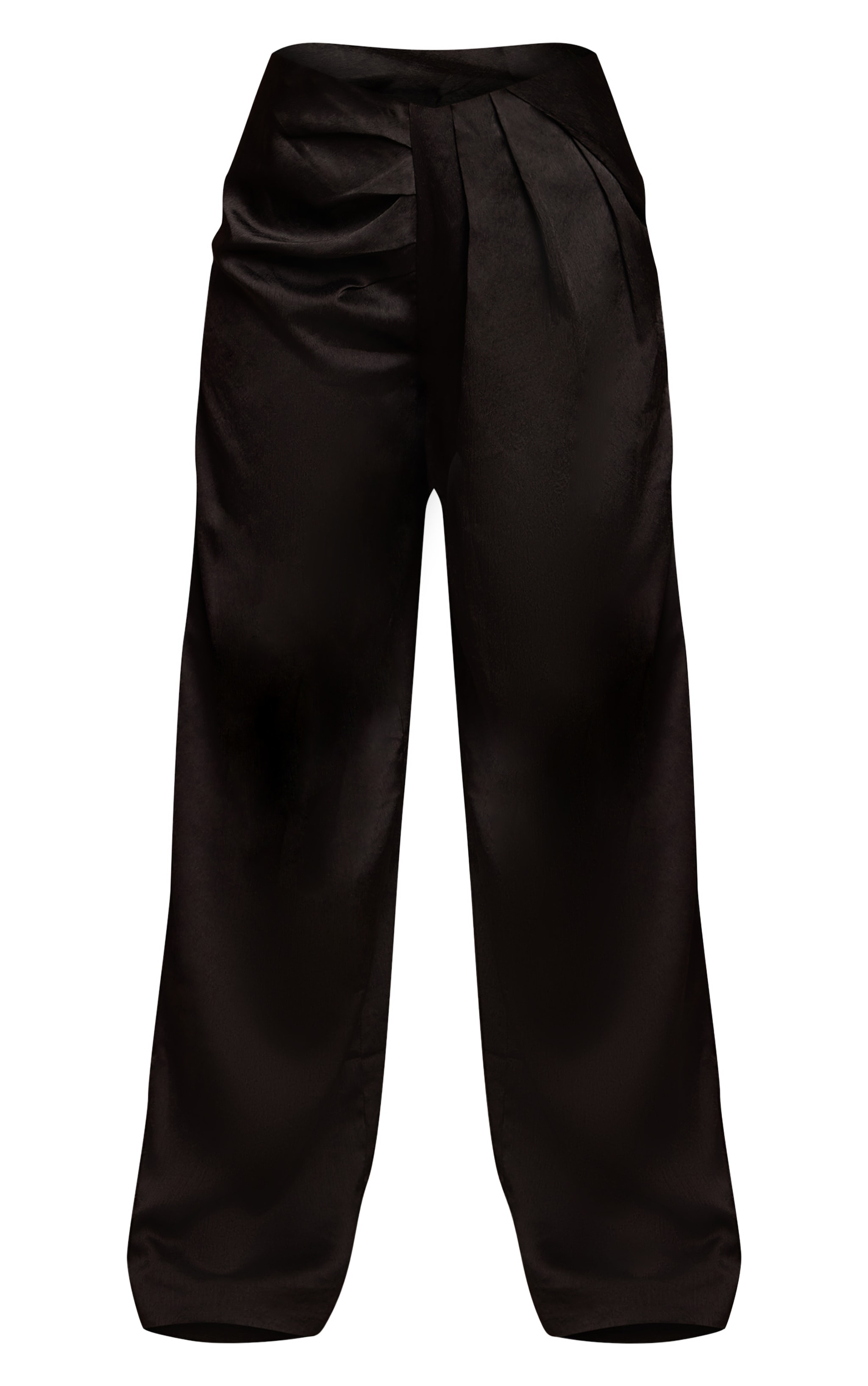 Pantalon large satiné martelé noir à plissures image 5