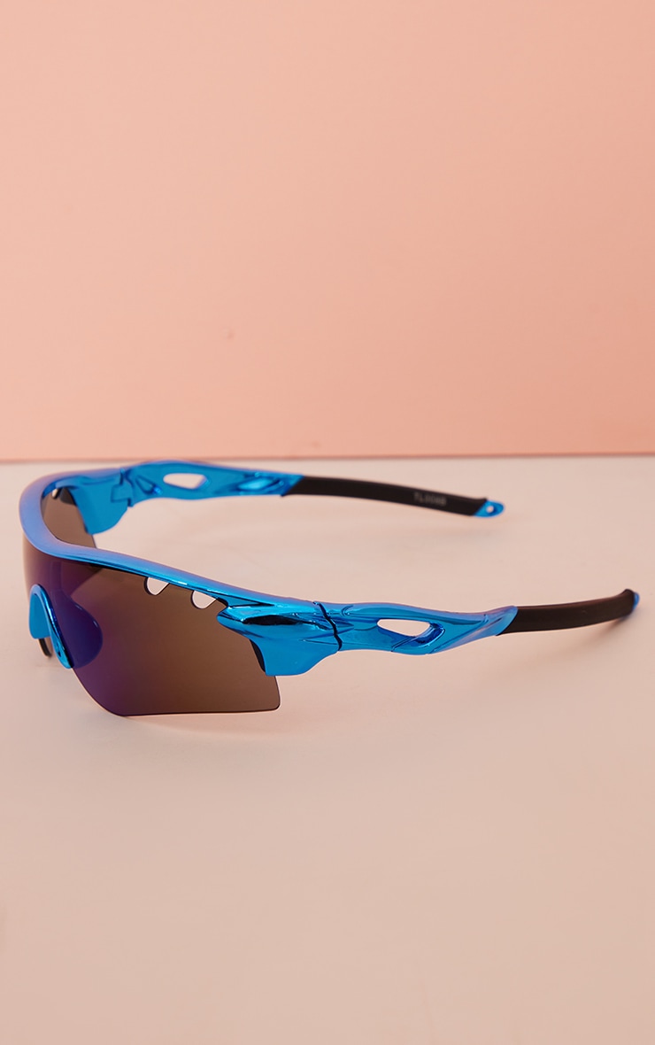 Lunettes de soleil de sport bleues à découpes image 3