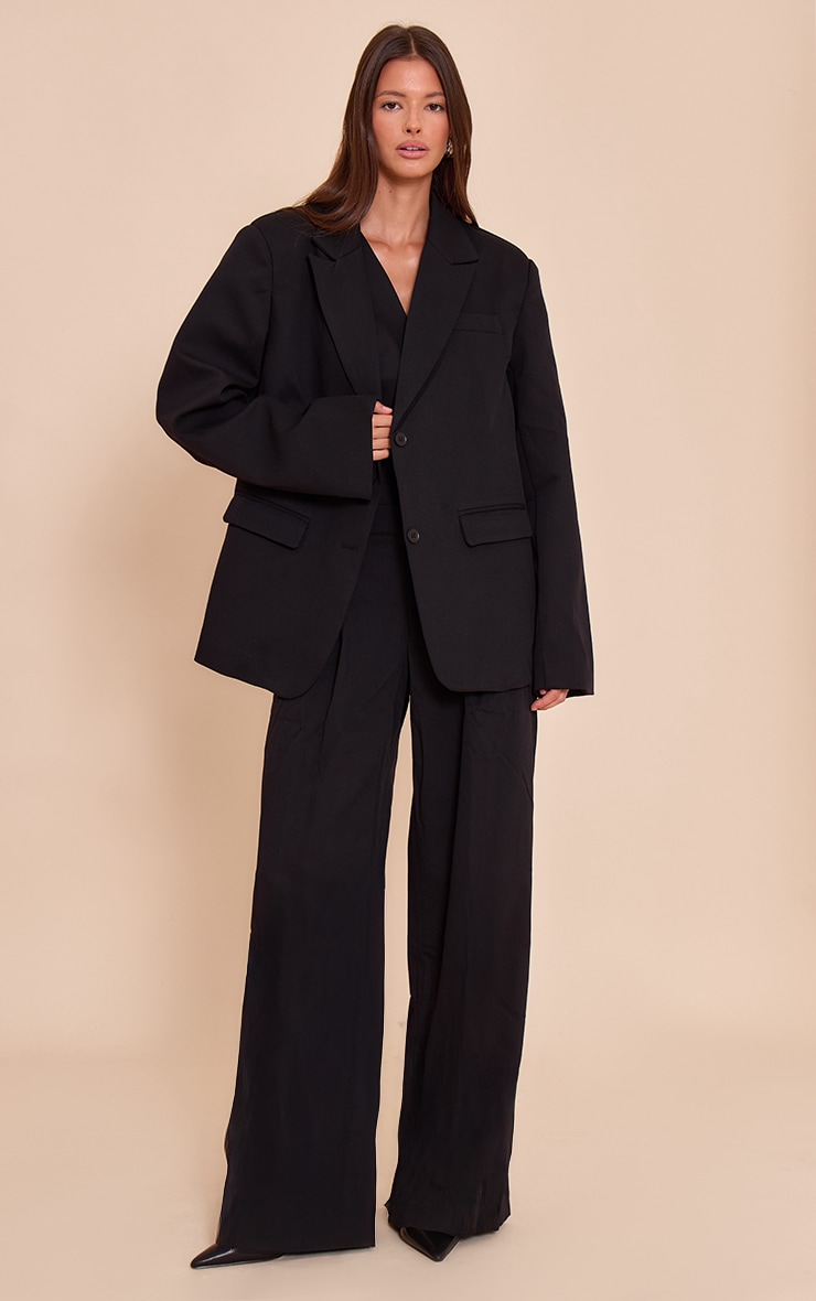Black Tailored Woven Oversized Dad Blazer image 3