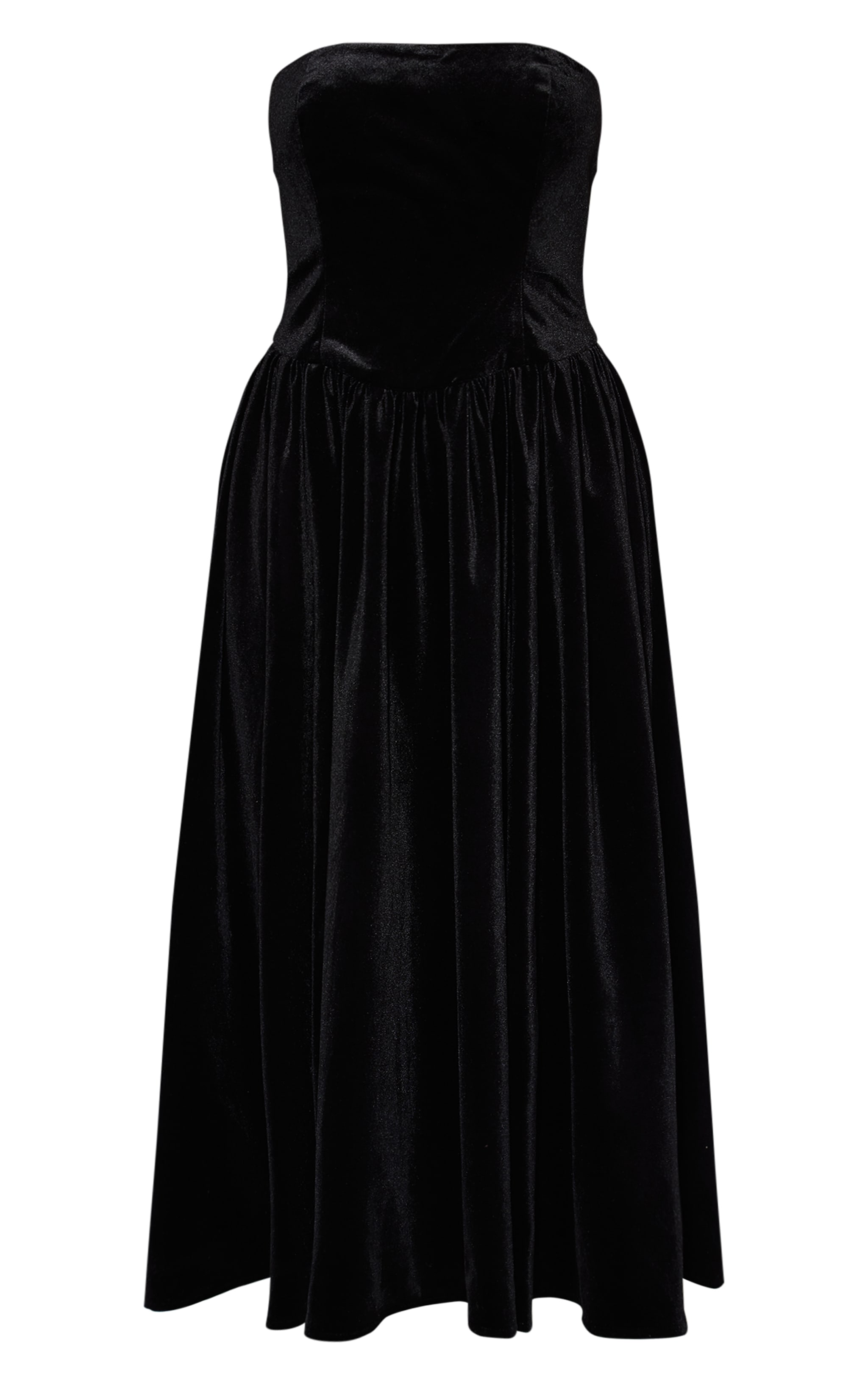 Black Velvet Bandeau Maxi Dress image 5