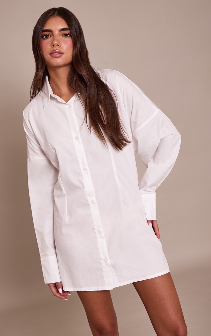 Robe droite blanche à manches longues et dos noué image 1