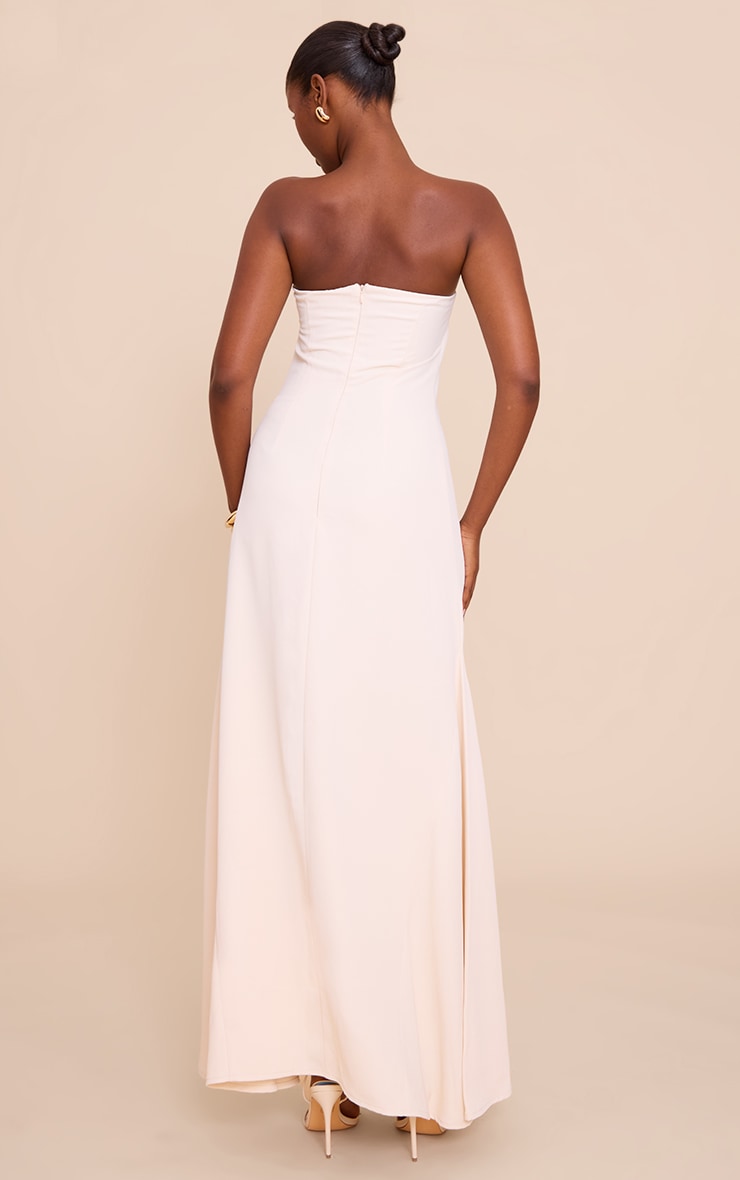 Cream Tailored Woven Bandeau Maxi Dress image 2