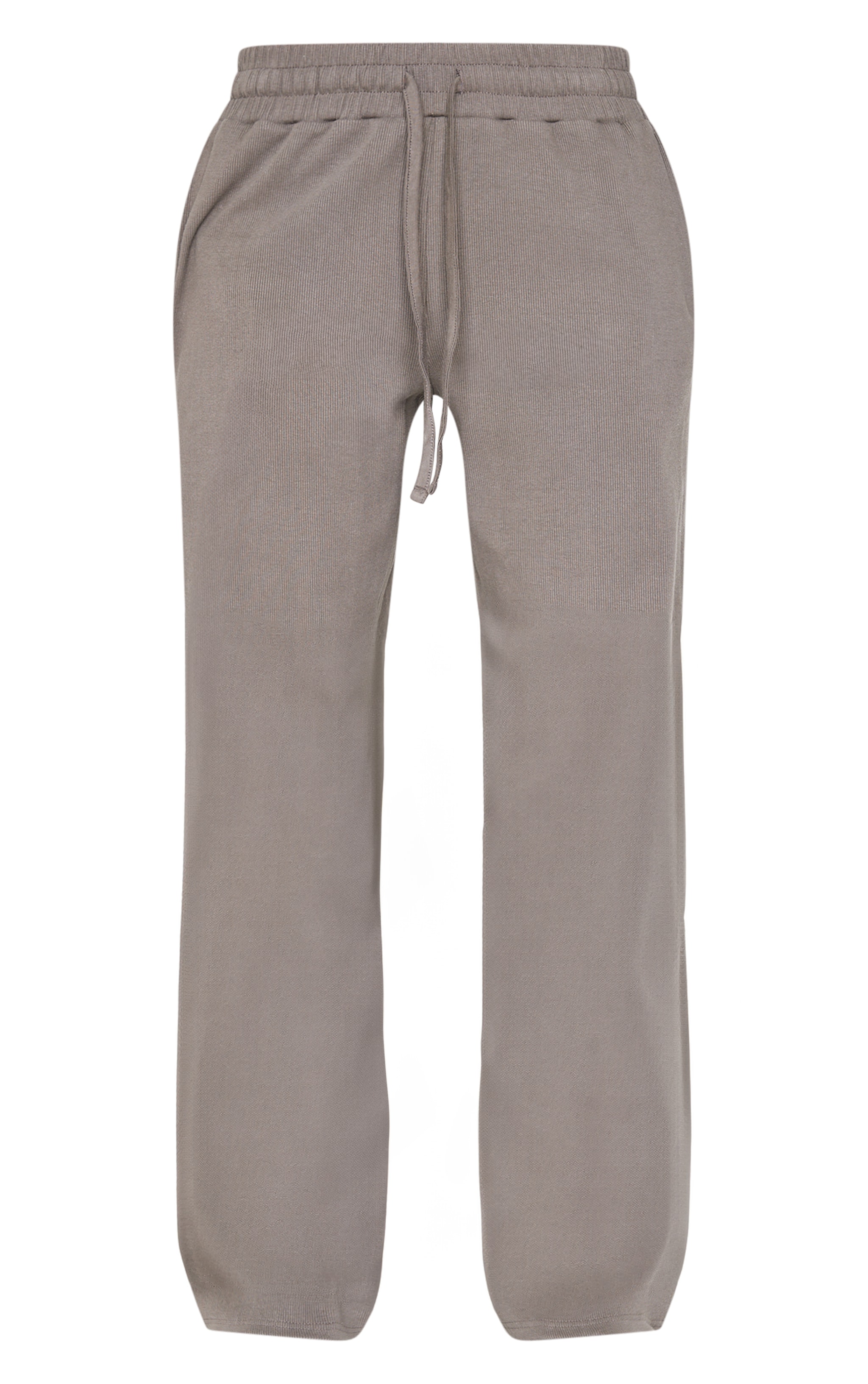 Charcoal Ribbed Low Rise Wide Leg Pants image 5