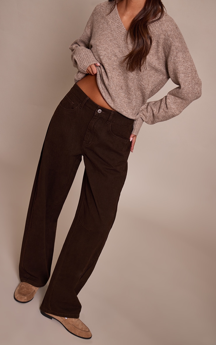 Chocolate Seam Detail Low Rise Barrel Jeans image 2