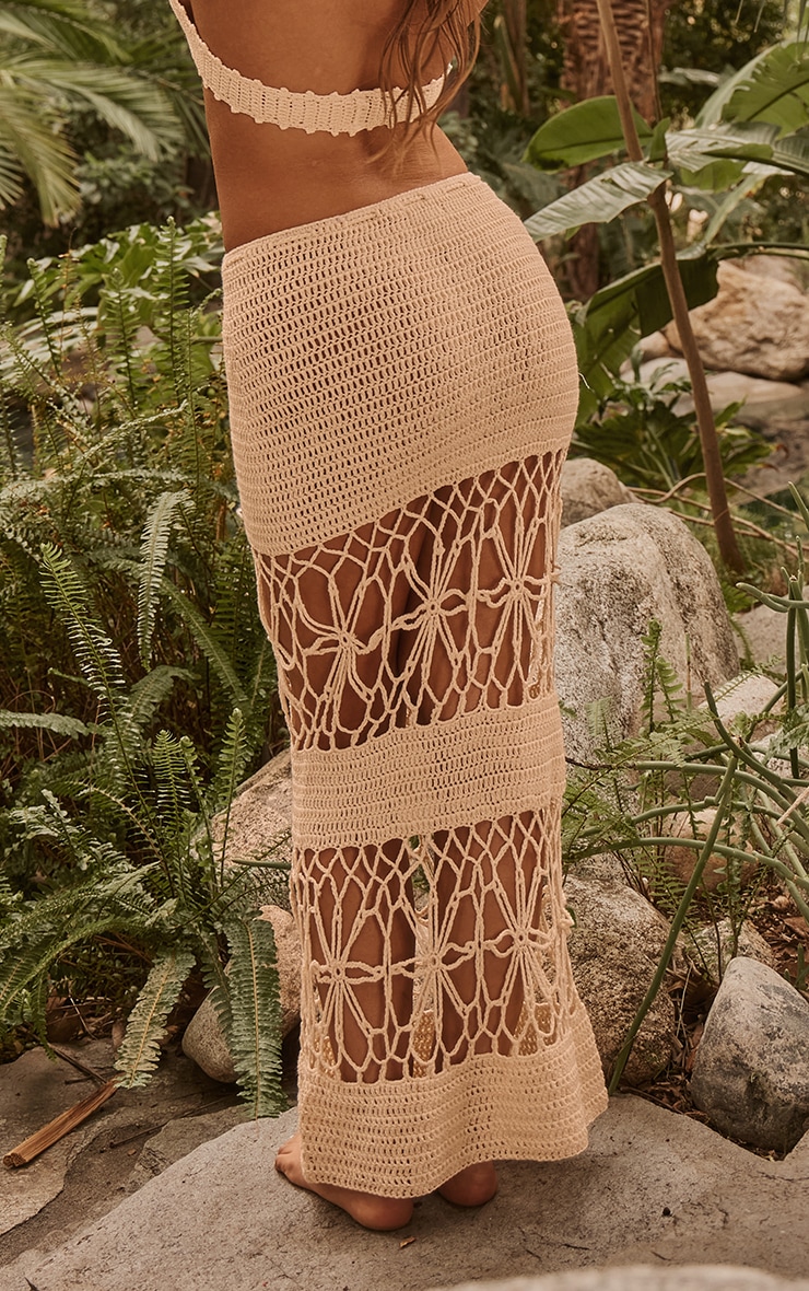 Jupe de plage longue en maille style crochet crème image 3