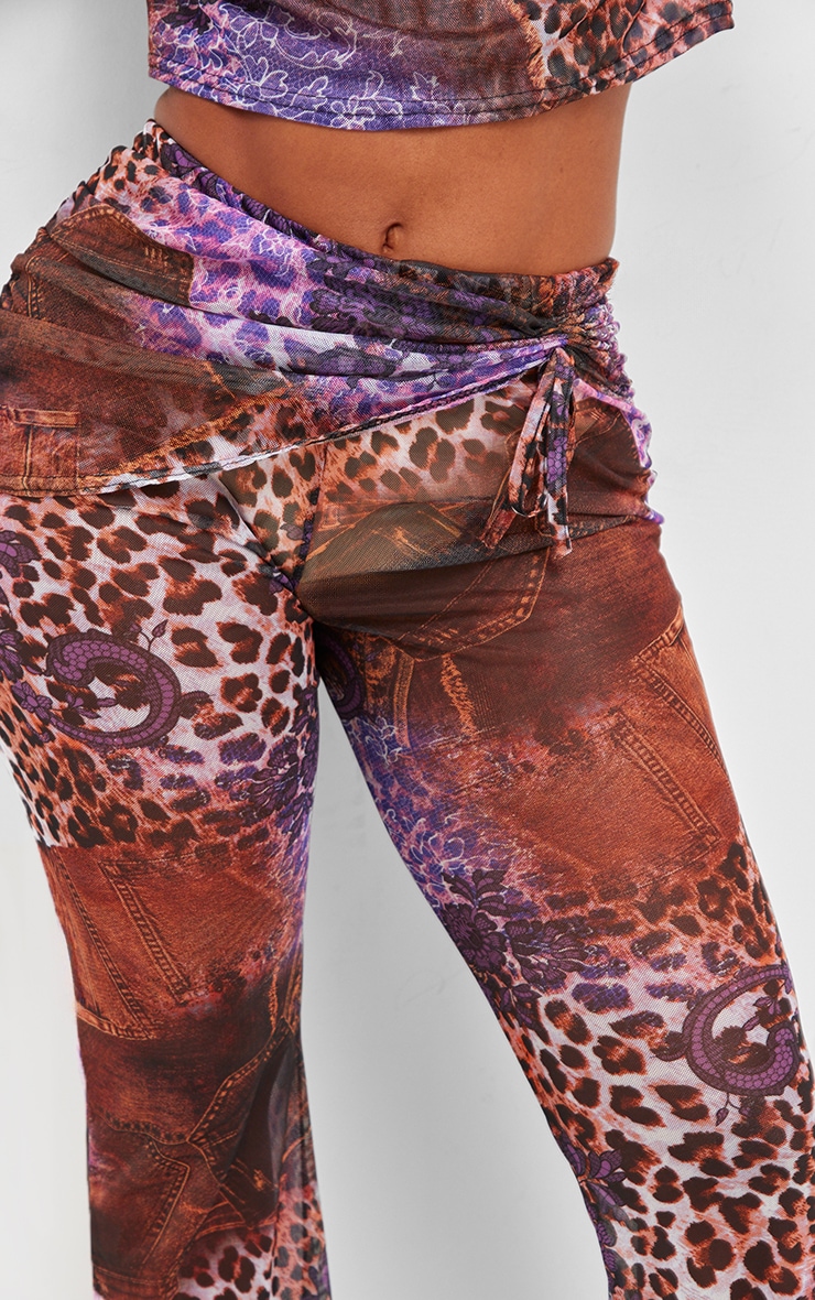 Shape Purple Mesh Printed Flares image 4