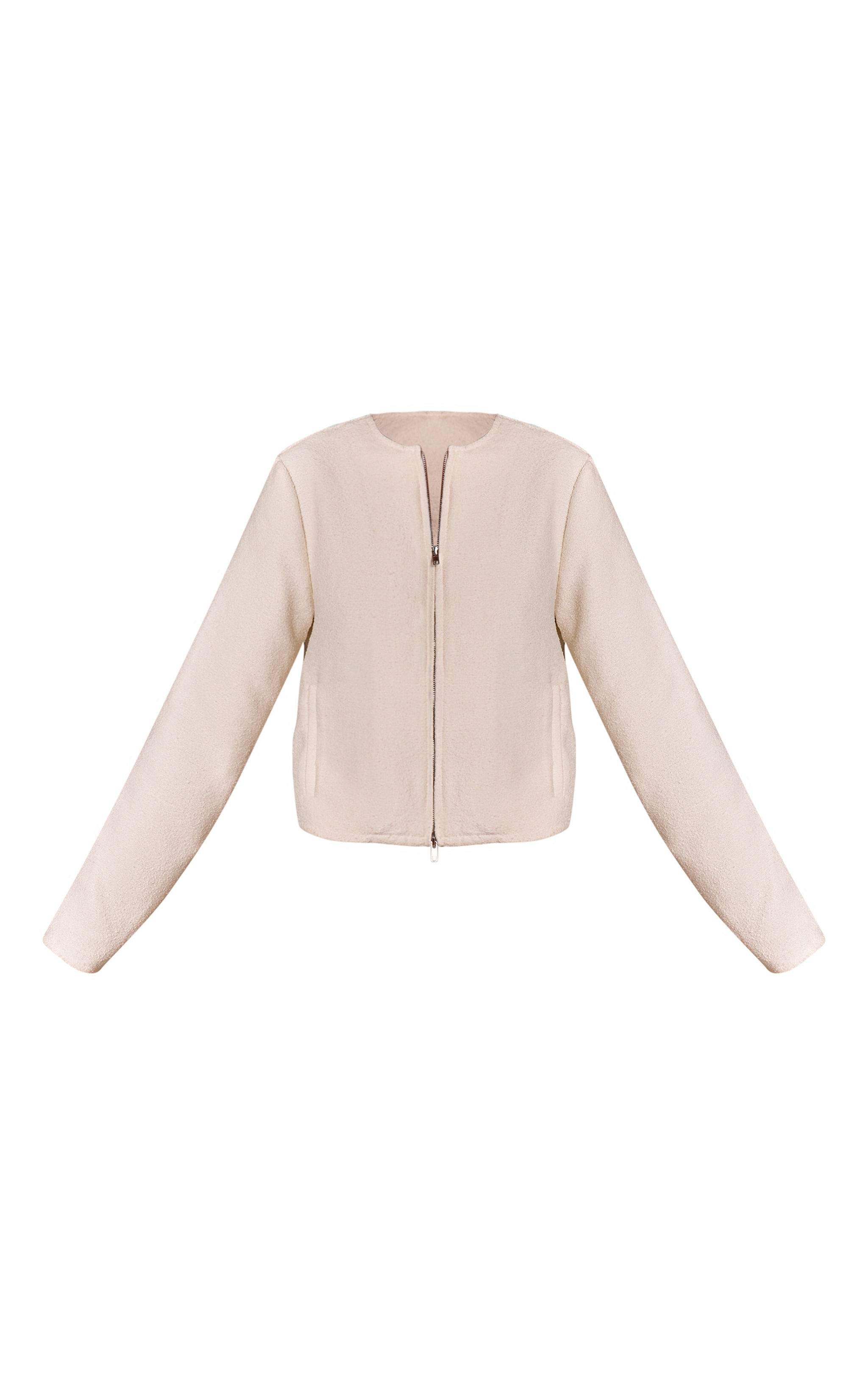 Veste bomber bouclée crème à zip image 5