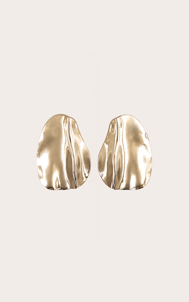 Gold Oversized Wave Abstract Statement Earrings image 3