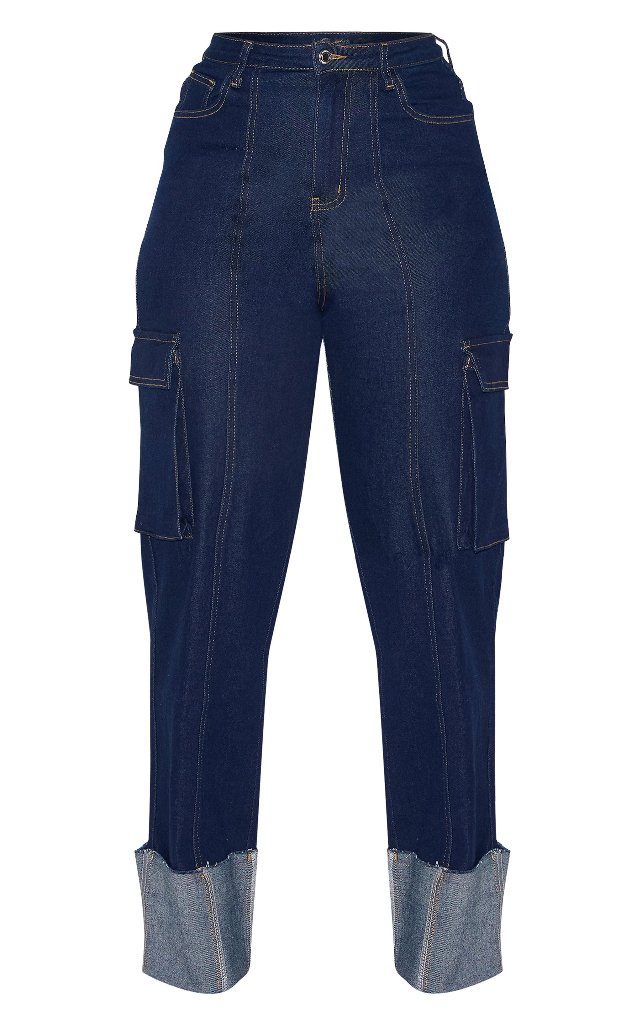 Shape Jean cargo stretch indigo à taille haute et ourlets retroussés image 5