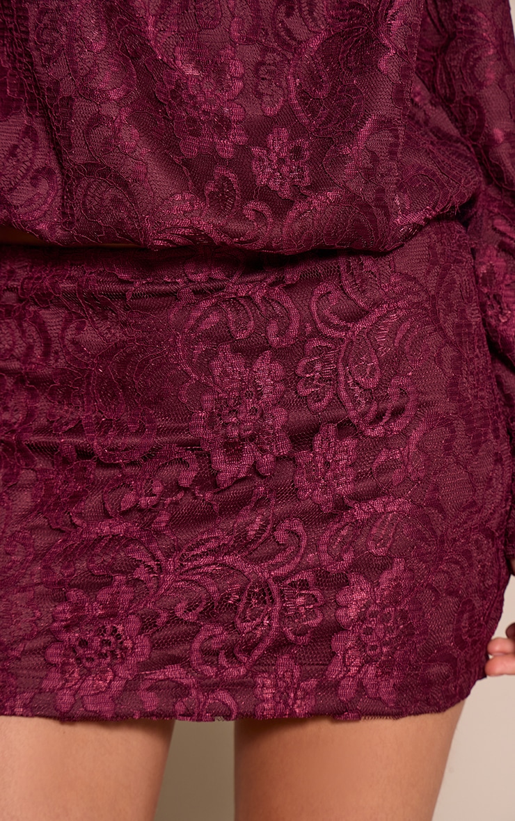 Wine Lace Mid Rise Mini Skirt image 5