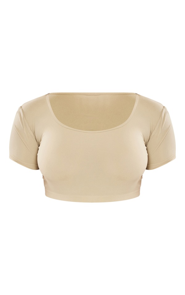 Shape T-shirt court taupe sculptant à col rond image 5