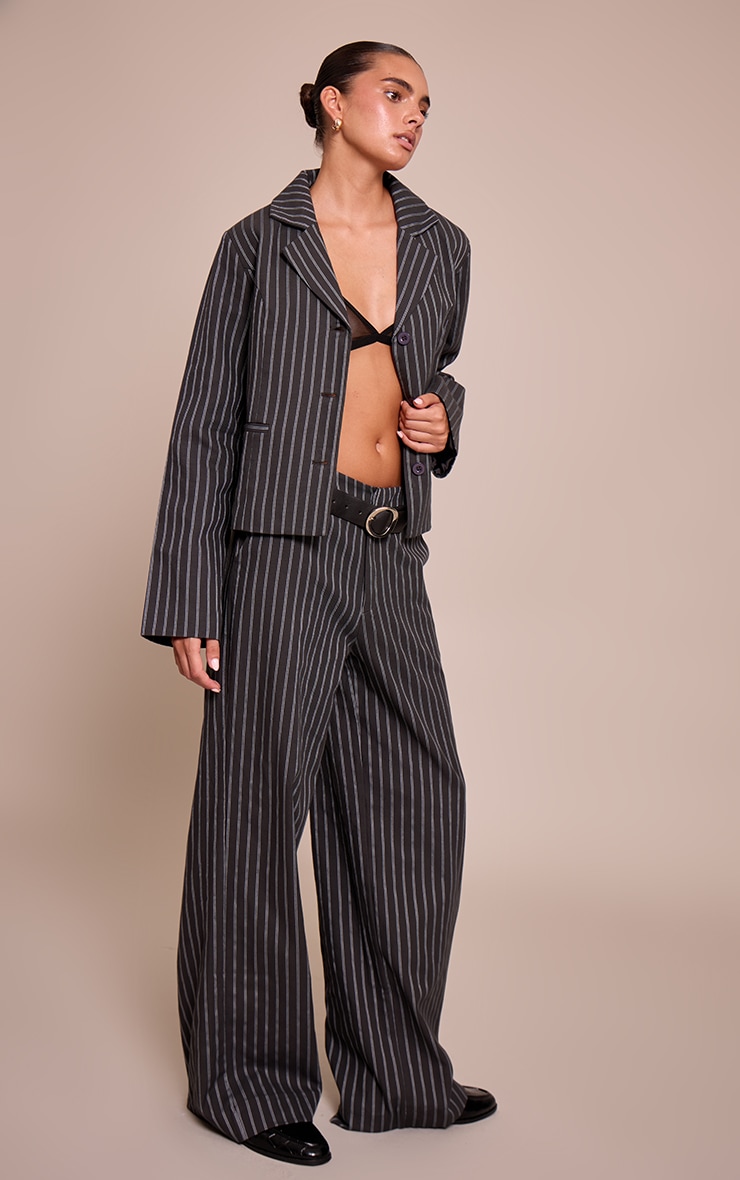 Dark Navy Pinstriped Tailored Straight Leg Pant image 2