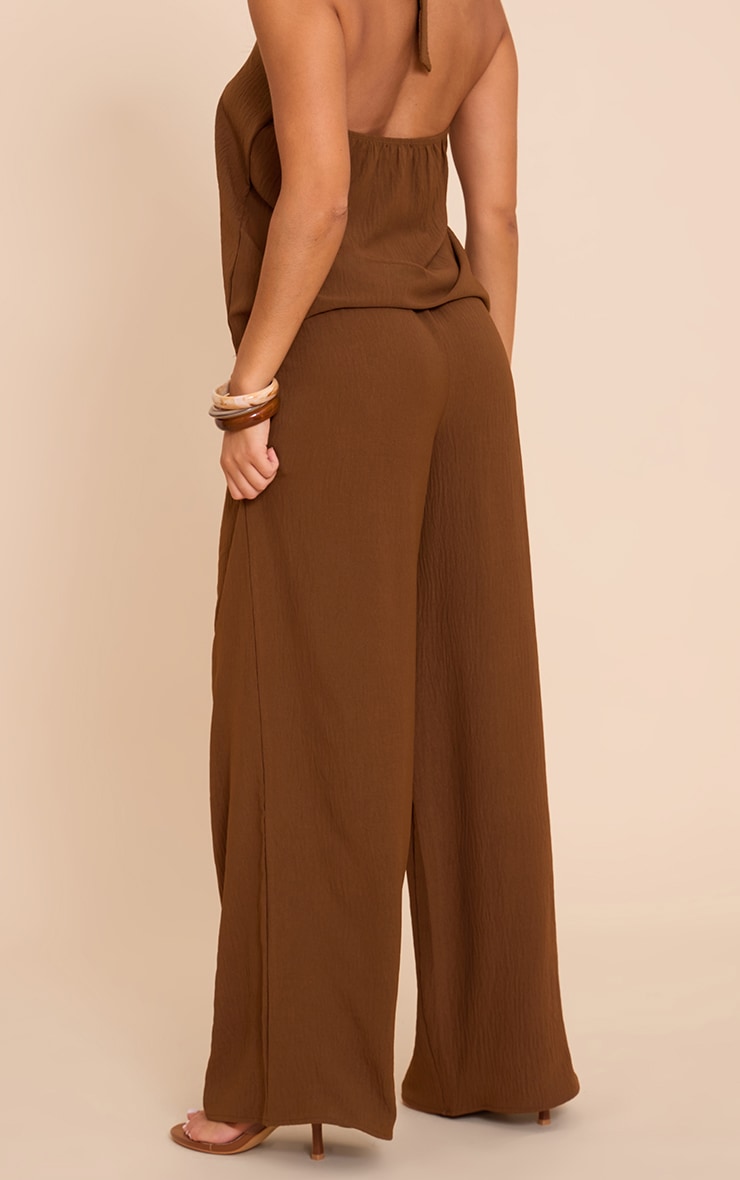 Chesnut Textured Woven Casual Wide Leg Pants image 3