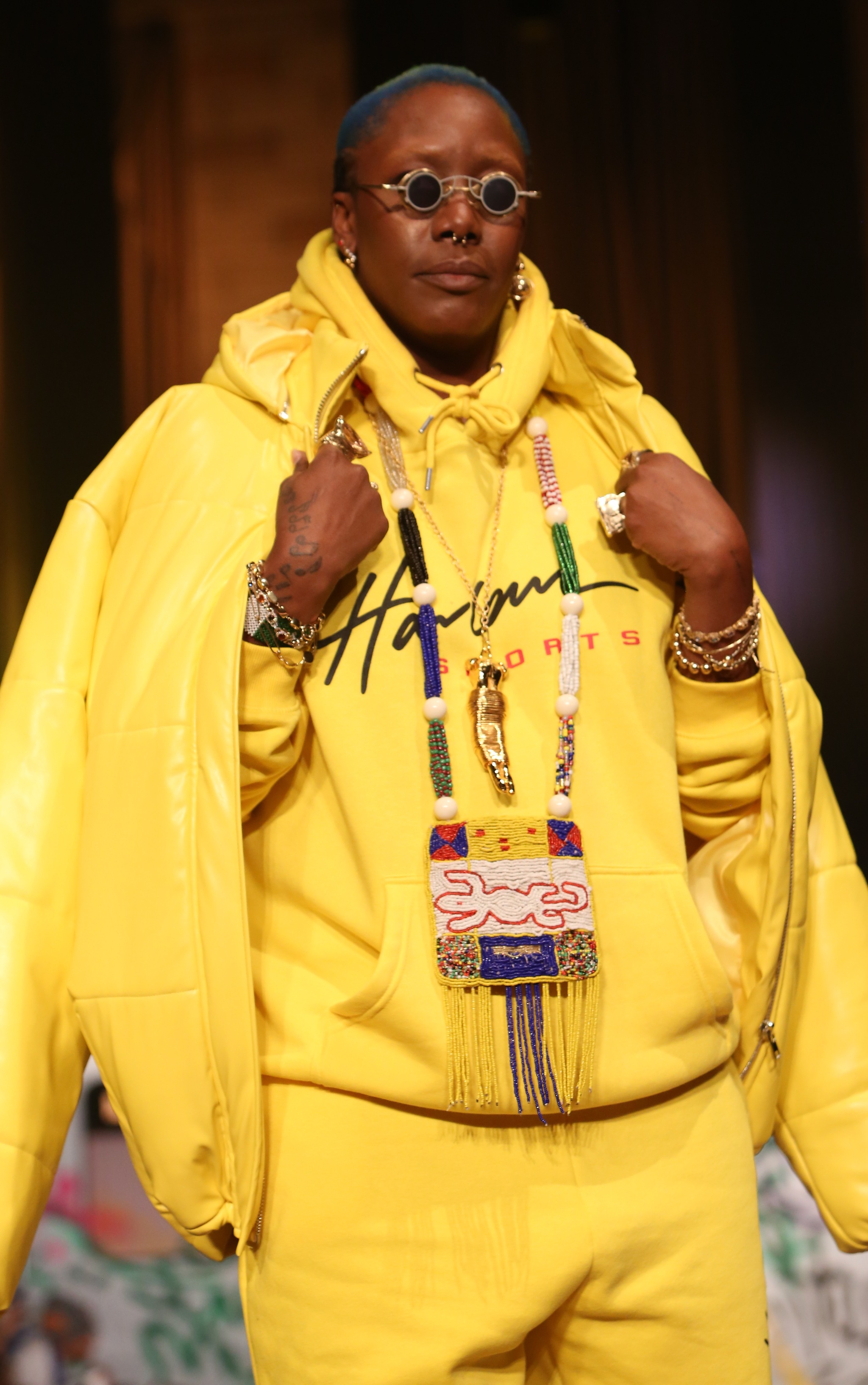 Plus Yellow Unisex Printed Oversized Hoodie