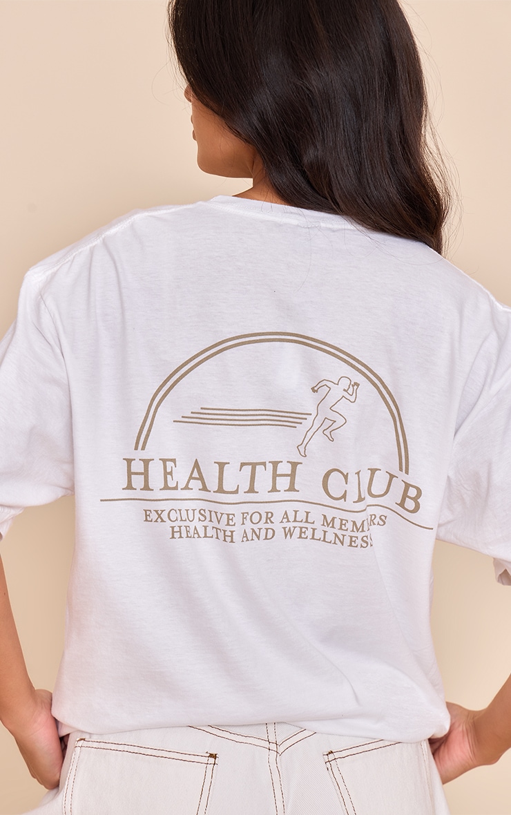 White Health Club Graphic Oversized T-shirt image 4
