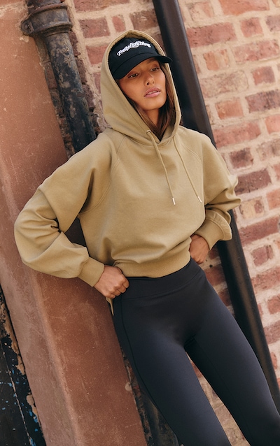 Hoodie tissé sauge à logo brodé