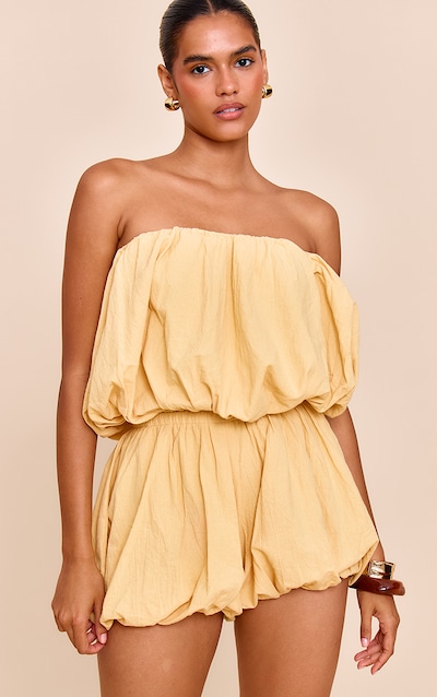 Lemon Puffball Detail Bandeau Romper