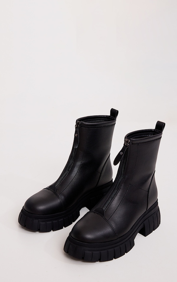 zip up front chunky boots